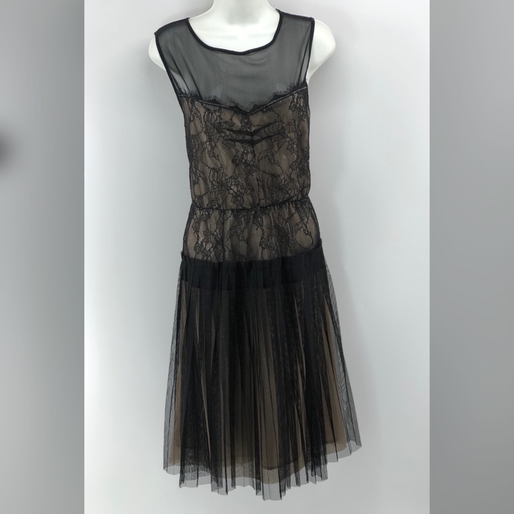 Mango Suit Black & Beige Midi Dress Size M.